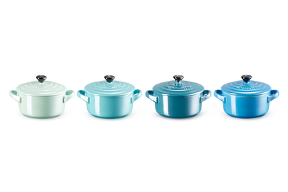 Set de 4 mini-cocottes camaïeu de bleus Metallics en céramique