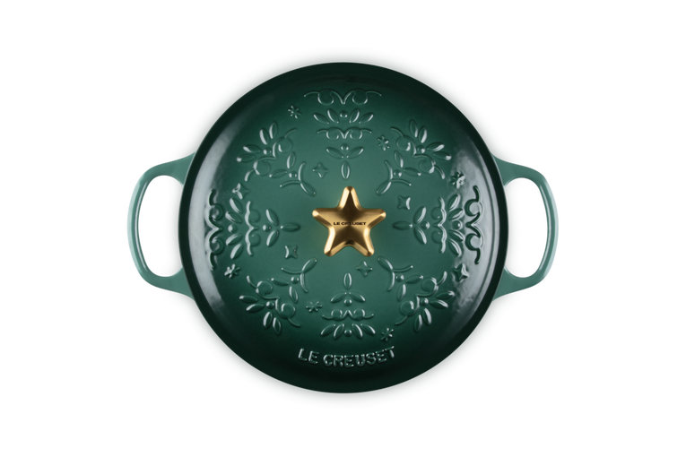 Cocotte ronde Signature sapin de Noël avec bouton étoile doré