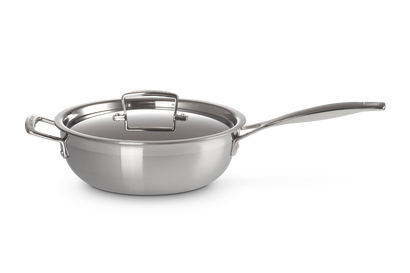 Antihaftbeschichtete Sautépfanne mit Gegengriff aus 3-ply Edelstahl mit Deckel