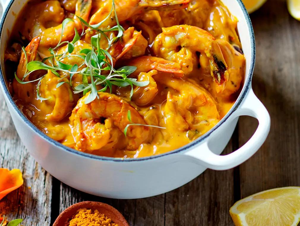 Curry de crevettes au lait de coco et à l’eau de rose