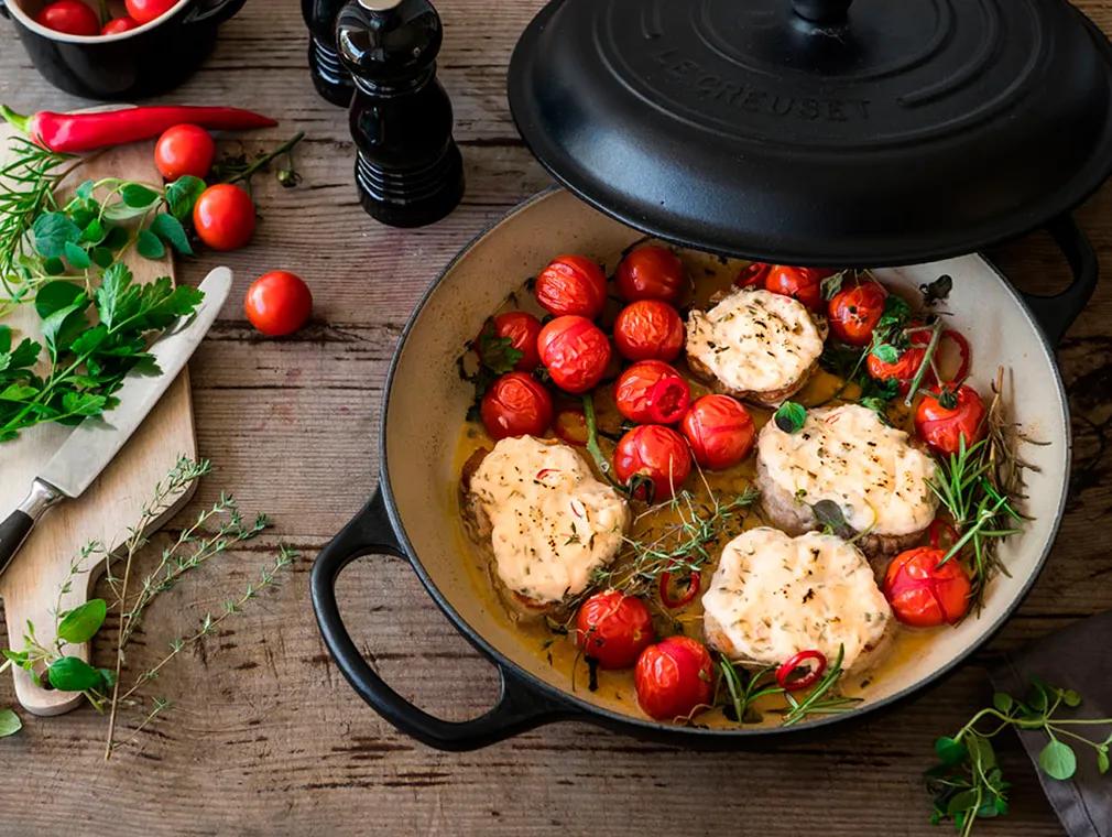 Médaillons de porc gratinés au fromage de chèvre
