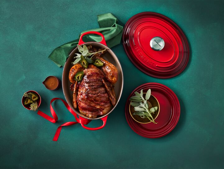 Truthahn aus dem Bräter mit saftiger Feigenglasur und Bacon | Le Creuset CH