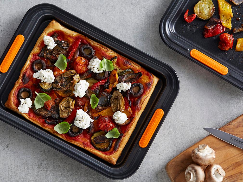 Pizza feuilletée aux légumes et fromage de chèvre 