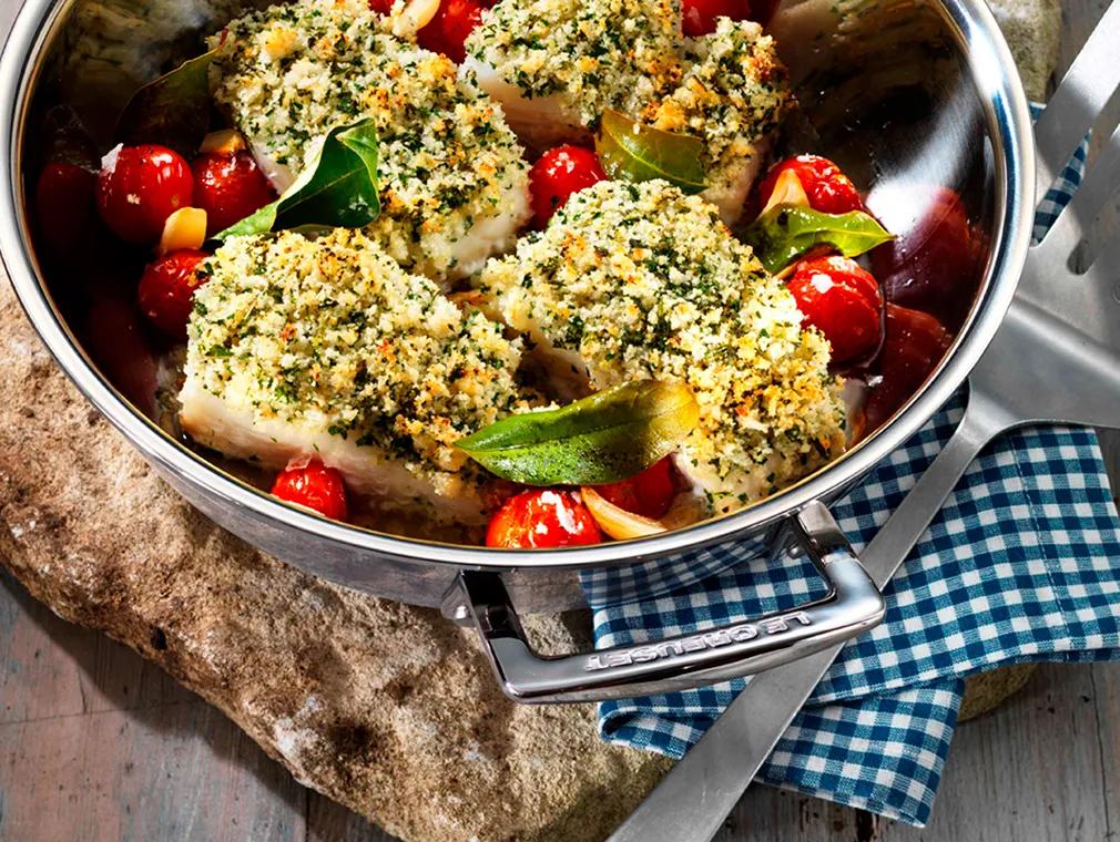 Poisson au four à la gremolata et à la mayonnaise aux câpres