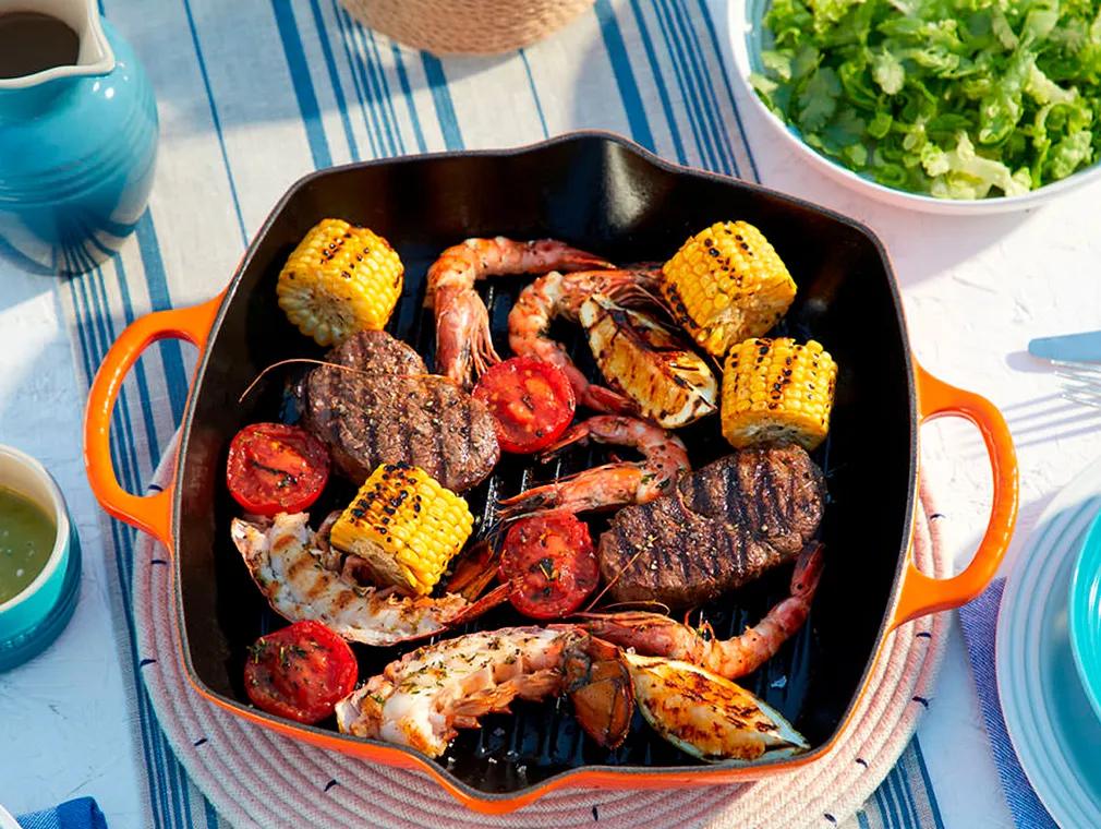 Terre et mer aux légumes d’été grillés