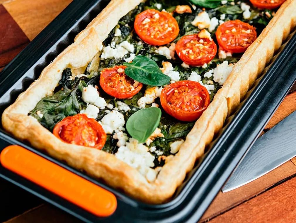 Tarte feta, épinards tomate