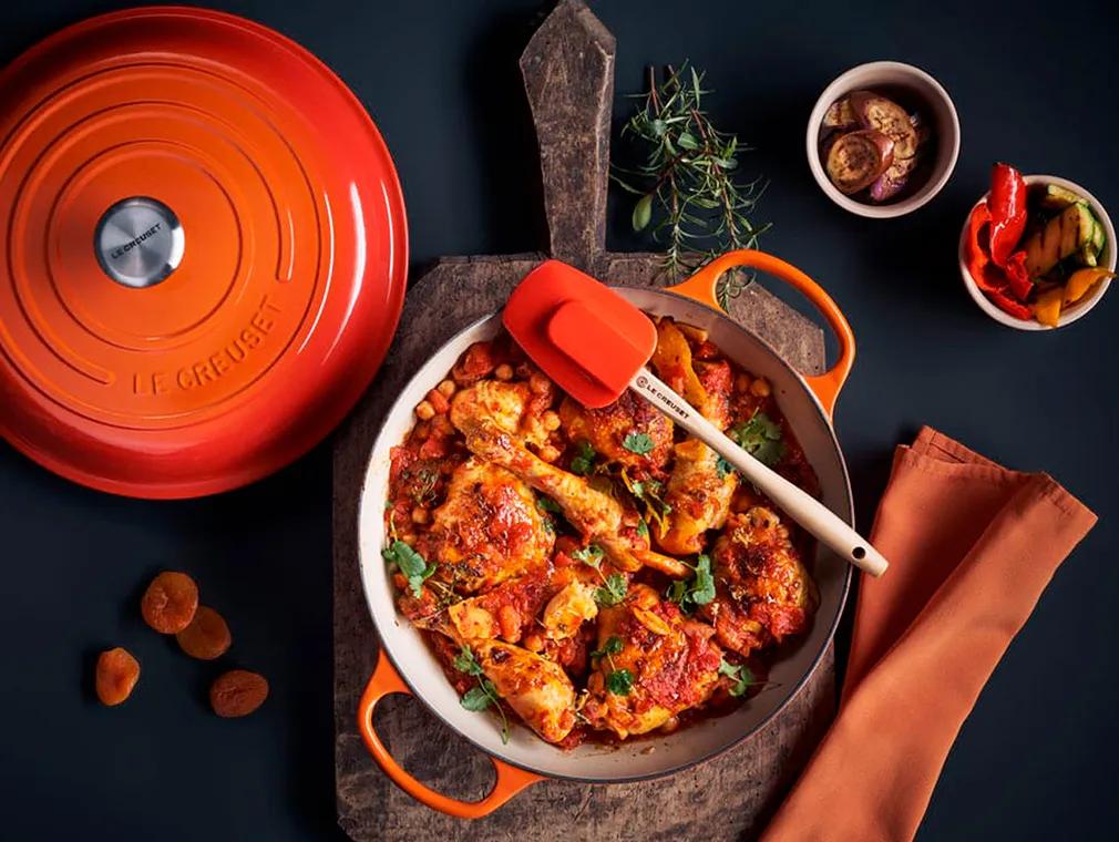 Cuisses de poulet mijotées, riz sauvage et légumes grillés