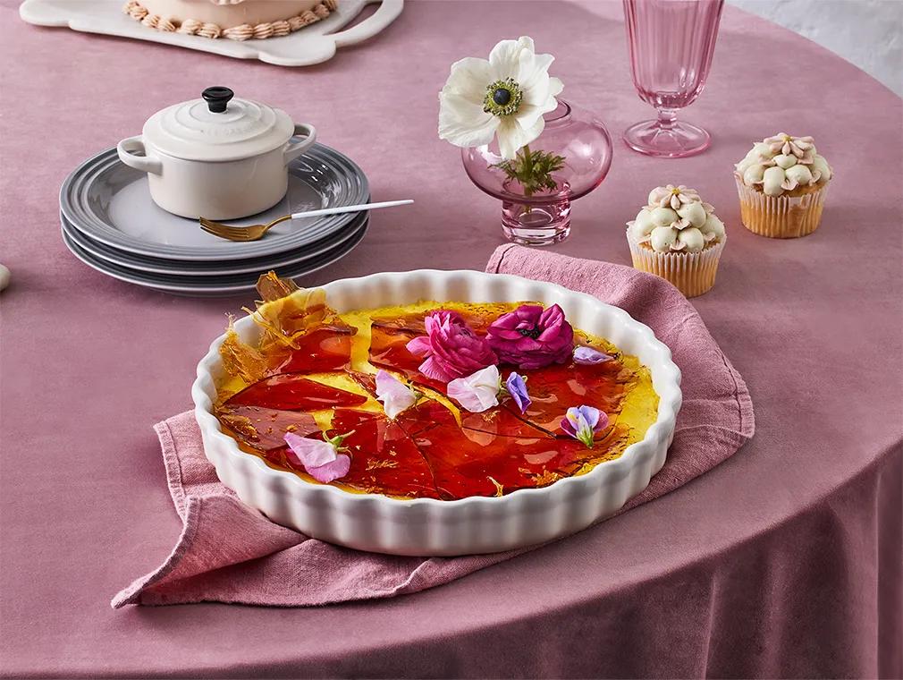 Puddingtarte ohne Boden mit knackiger Karamellkruste